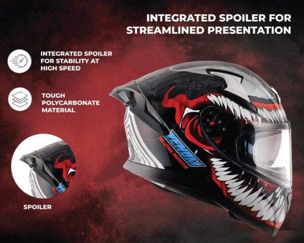 Axor Apex Marvel Venom Motorbike Helmet Black Red -XL